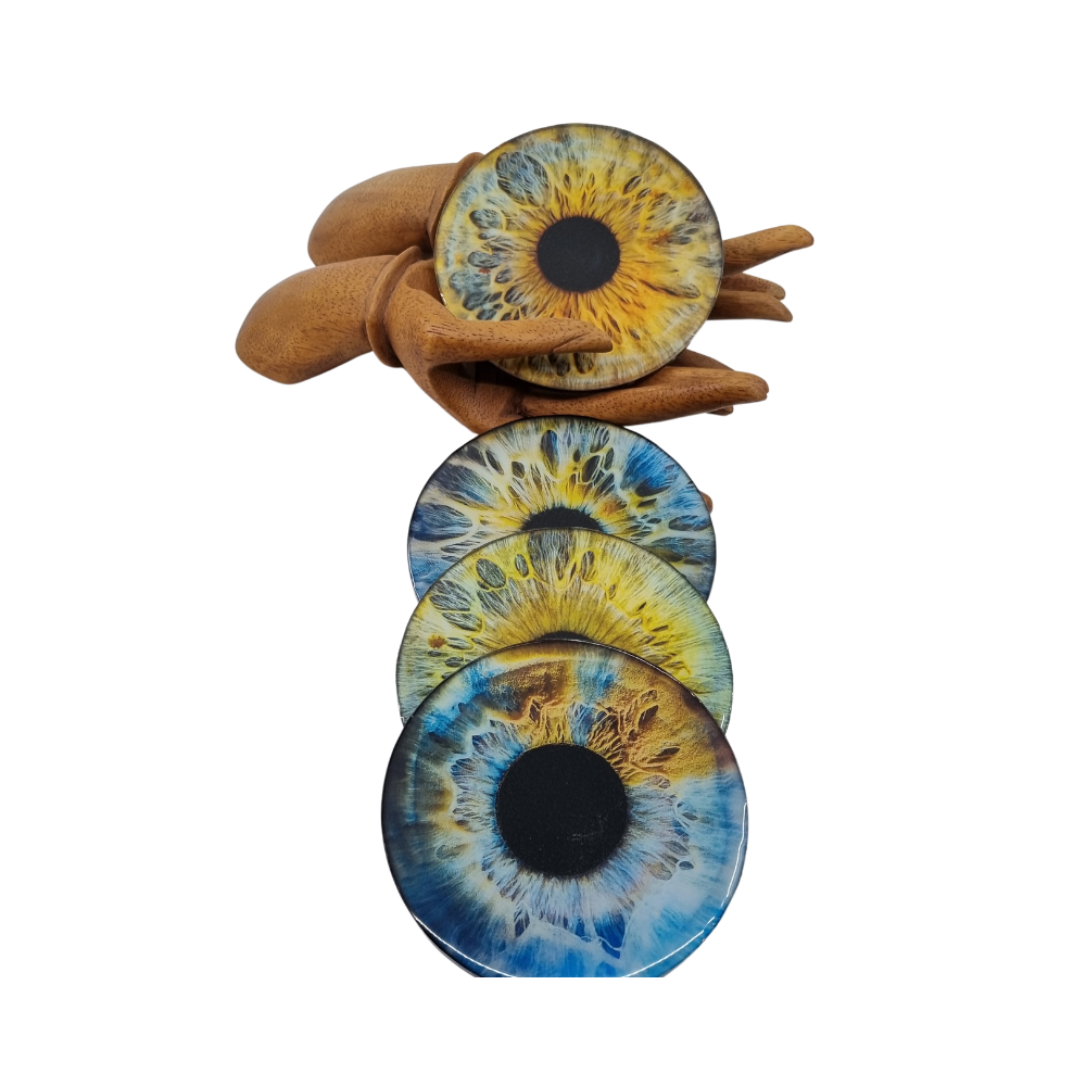 Blue Gold Resin Coaster Eye Set of 4 Coasters