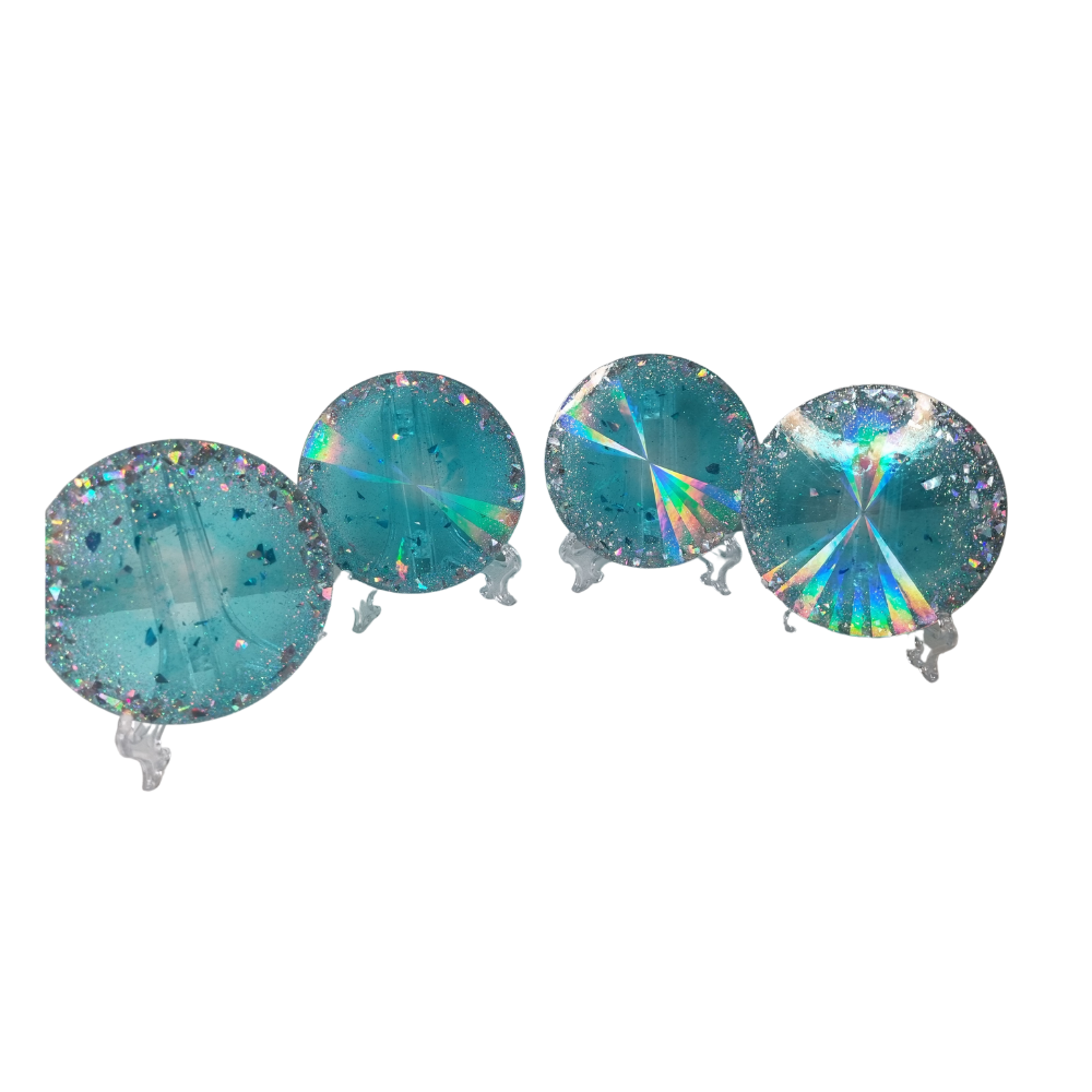Blue Holographic  Glitter Coaster Set