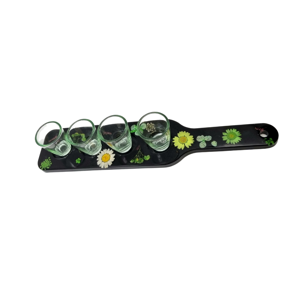 Black Resin Flower Shot Board